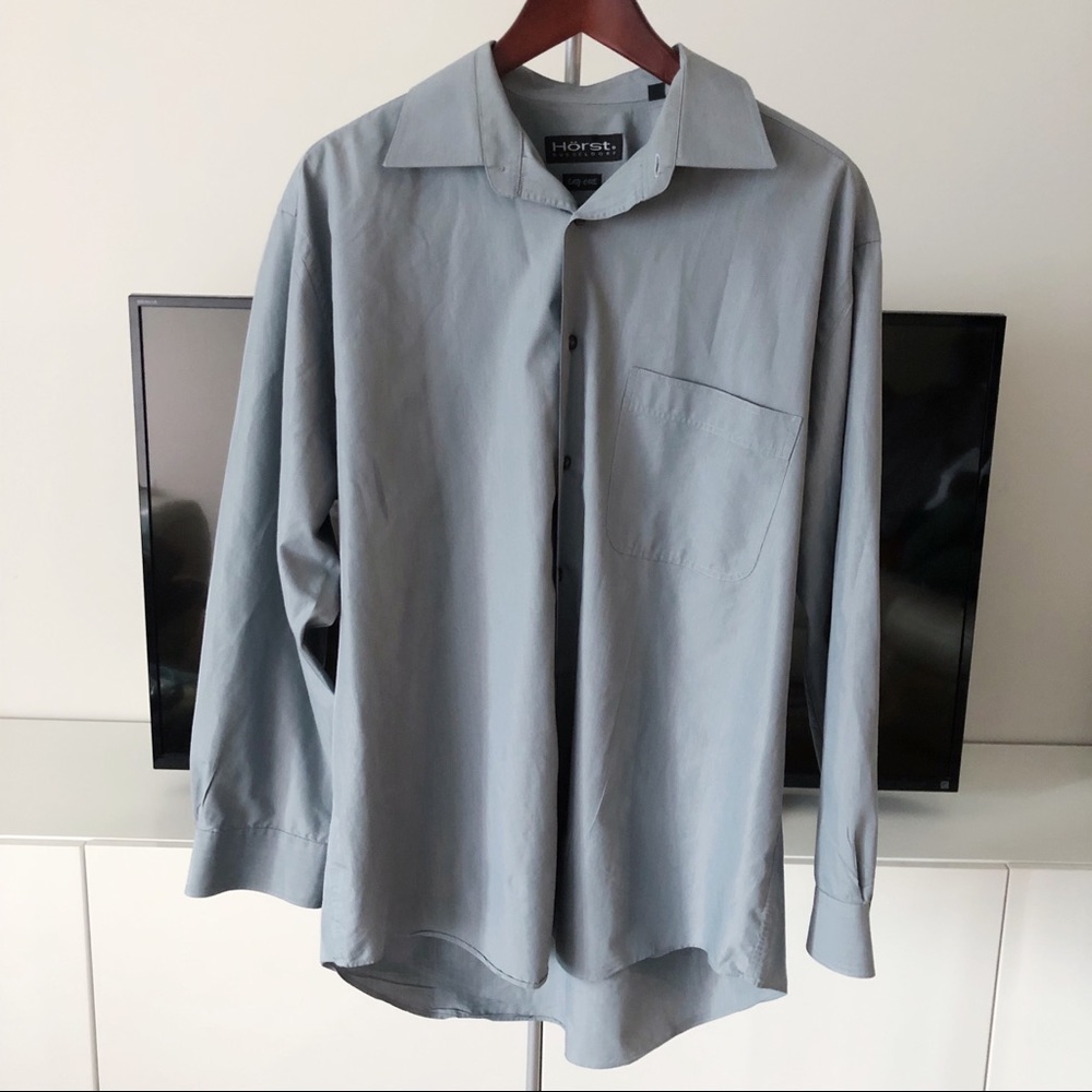 Horst Dusseldorf Men’s Easy-Care Slim Fit Grey Button Down Dress Shirt